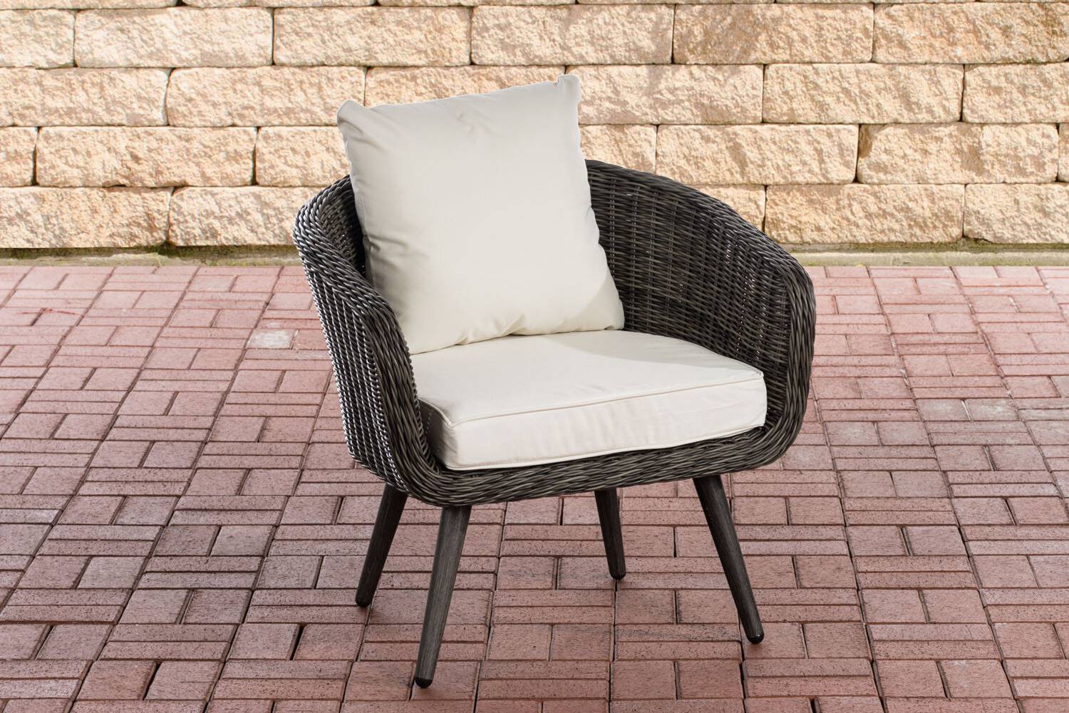 Sessel Ameland Rund cremeweiß 40 cm (Dunkelgrau) grau-meliert-0
