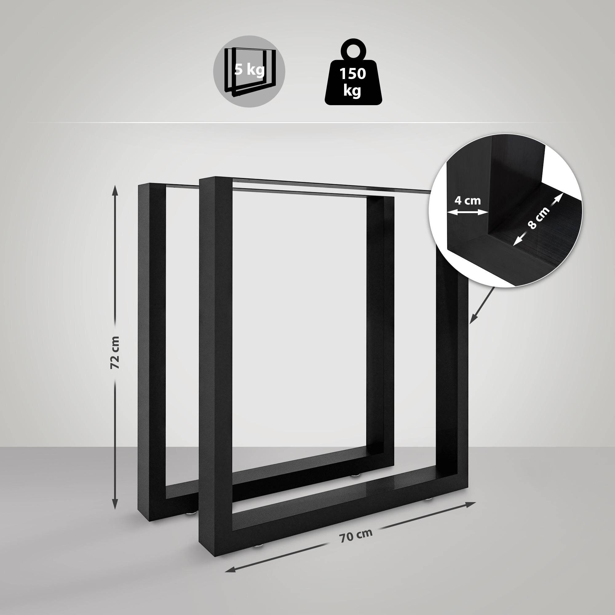 2x Tischbeine Velden 70 cm schwarz-1