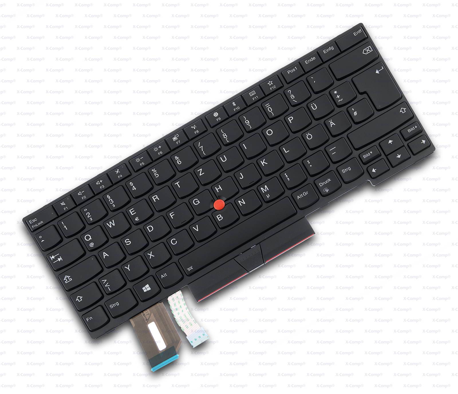 Tastatur (GER) Schwarz mit Rahmen inkl. Pointer inkl. Backlight für Lenovo ThinkPad E480 20KN, E485 20KU Serie