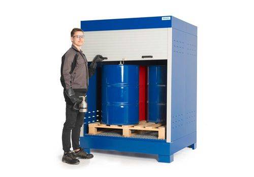 SteelSafe Gefahrstoffdepot D4, mit Rollladen, für 4 Fässer, 220 Liter-3