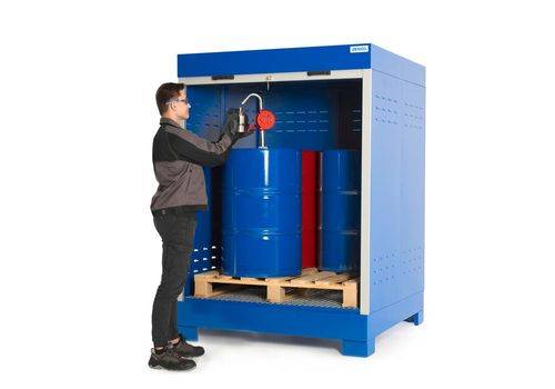 SteelSafe Gefahrstoffdepot D4, mit Rollladen, für 4 Fässer, 220 Liter-4