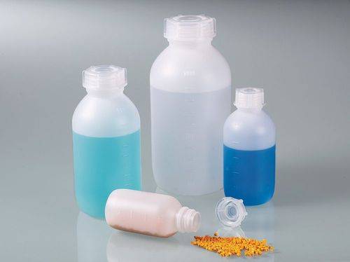 Weithalsflasche aus HDPE, mit geprägter Inhaltsskala, 250 ml, VE = 72 Stück-0