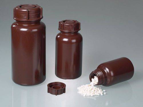 Weithalsflasche aus LDPE, braun, für z.B. lichtempfindliche Flüssigkeiten, 500 ml, VE = 72 Stück-0