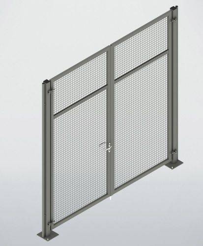 Trennwandsystem 9200, Doppelflügeltor, B 3000, H 2950 mm, staubgrau-0