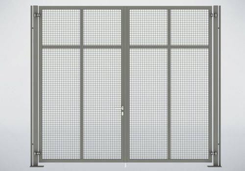 Trennwandsystem 9200, Doppelflügeltor, B 3500, H 2950 mm, staubgrau-0