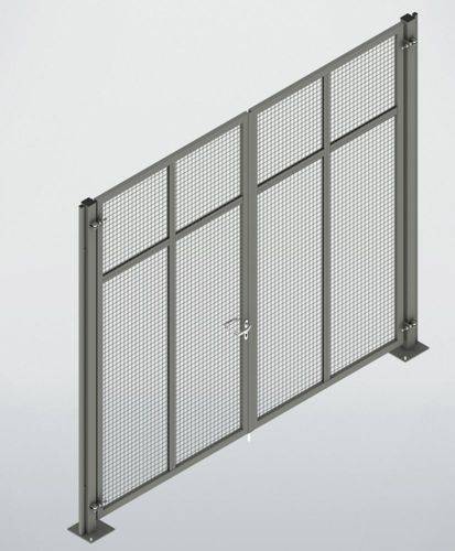 Trennwandsystem 9200, Doppelflügeltor, B 3500, H 2950 mm, staubgrau-1
