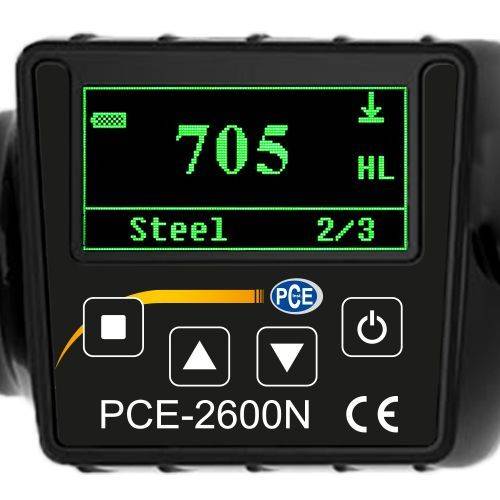 Ultraschall-Härtemessgerät PCE 2600N, für metall. Werkstoffe, HLD, HRC, HB, HV, HS, HRA, HRB + ISO-2