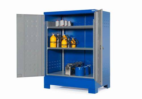 SteelSafe Gefahrstoffdepot D2, mit Türen und Stahlregal für Kleingebinde-4
