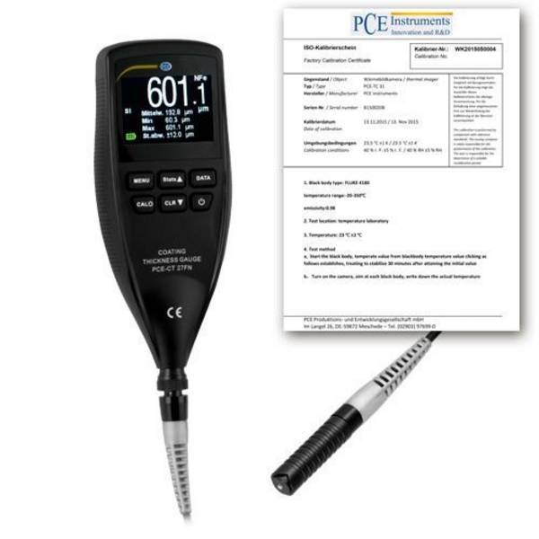 Schichtdickenmessgerät PCE-CT 27FN, Eisen- und Nichteisen-Metallen, bis 1250 µm, externe Sonde + ISO