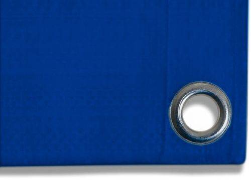Abdeckplane mit Ösen, aus HDPE-Bändchengewebe, 2-seitig beschichtet, blau, 90 g/m², 6 x 8 m-2