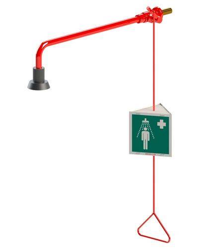Körperdusche, rot, feste Rosette, Wandmontage Durchführung, DVGW-0
