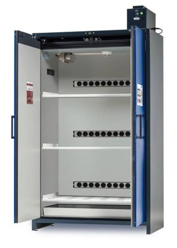 asecos Lithium-Ionen Akku-Ladeschrank, SmartStore-Pro, 3 Fachböden, B 1200 mm