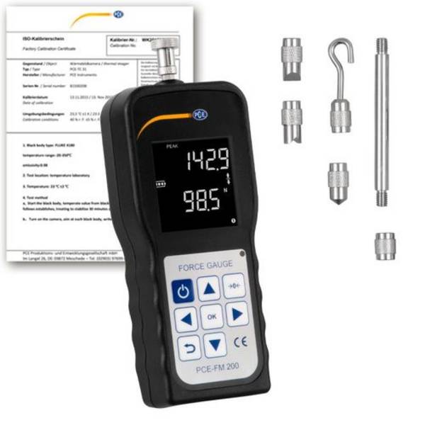 Kraftmessgerät PCE-FM, für Zug- und Druckspannung, bis 200 N, int. Kraftmesszelle + ISO-Zertifikat