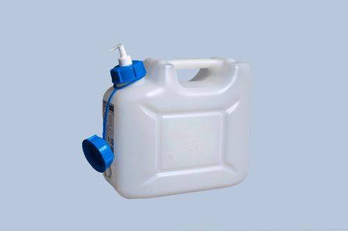 Hygiene-Kanister, 12 l, integrieter Spender für Seife oder Desinfektionsmittel, VE = 4 Stück-4
