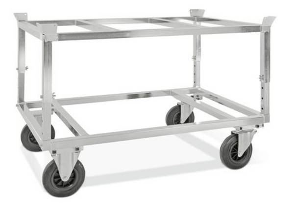 Fahrgestell KM für Euro-Paletten, verzinkt, H verstellbar 655-835 mm, 800 Kg, Rollen VG