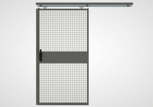Trennwandsystem 9200, Schiebetür, einflügelig, B 1000, staubgrau-0