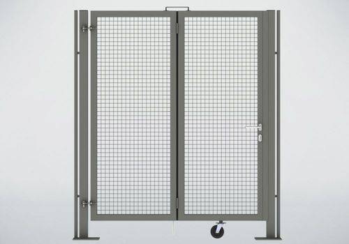 Trennwandsystem 9200, Falttor-Einseitig-2 Flügel, B 2000, H 2200 mm, staubgrau-1