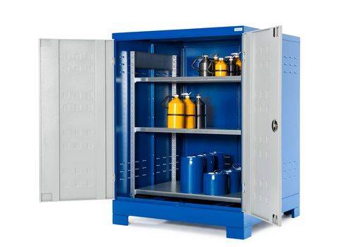 SteelSafe Gefahrstoffdepot D4, mit Türen und Stahlregal für Kleingebinde, 220 Liter-4