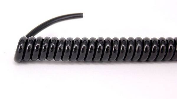 Spiralkabel 4x2,5mm² PUR 700mm/3000mm Schwarz