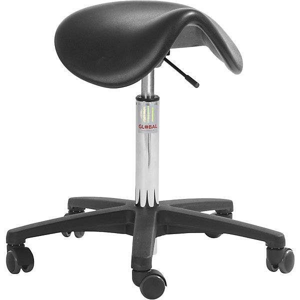 Sattelstuhl Kunststoff-Fußgestell Sitzhöhe 510 - 700 mm PU-Schaum schwarz. Global Stole A S-0