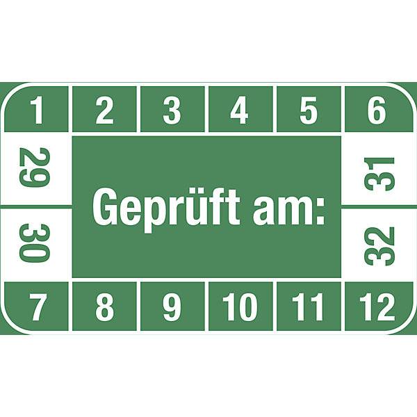 Mehrjahresplakette Geprüft am LxH 40 x 25 mm VE 10 Stk grün 29 - 32. H. Marahrens Sicherheits- | Industrie--0