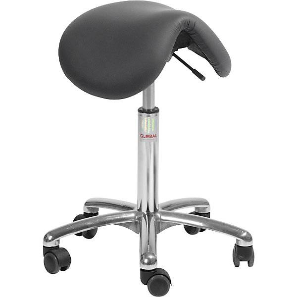 Sattelstuhl mit Alu-Fußgestell höhenverstellbar 510 - 700 mm Kunstleder. Global Stole A S