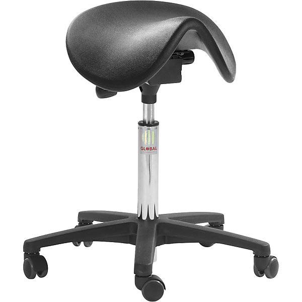 Sattelstuhl kippbarer Sitz mit Rollen Sitzhöhe 600 - 790 mm PU-Schaum. Global Stole A S-0