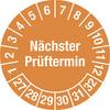 Nächster Prüftermin Mehrjahreszahlen Dokumentenfolie Ø 25 mm VE 10 Stk 27 - 32 orange. H. Marahrens
