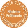 Mehrjahresplakette Nächster Prüftermin Dokumentenfolie Ø 20 mm 27 - 32 orange. H. Marahrens Sicherheits- |
