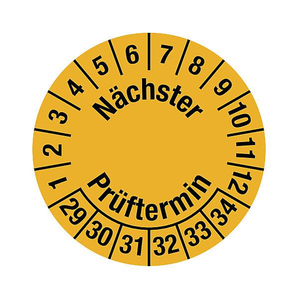 Kabelprüfplakette Mehrjahreszahlen gelb Folie LxH 25 x 95 mm VE 10 Stk 2029 - 2034. H. Marahrens