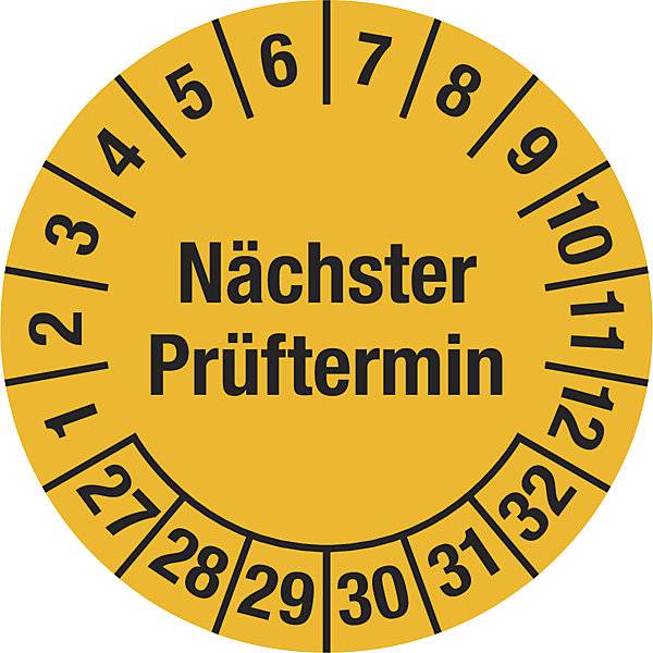 Mehrjahresplakette Nächster Prüftermin Dokumentenfolie Ø 25 mm VE 10 Stk 27 - 32. H. Marahrens Sicherheits--0