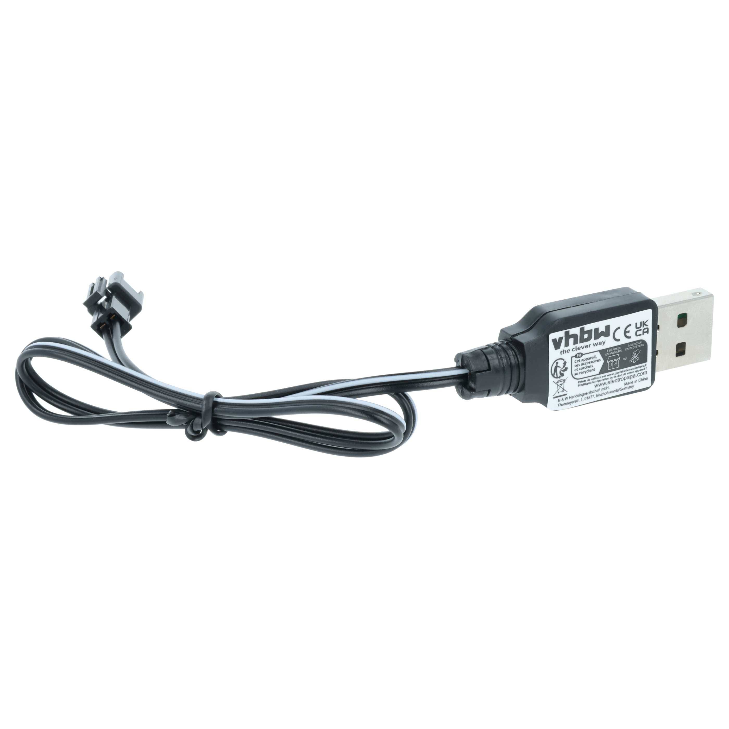 vhbw USB-Ladekabel für RC-Akkus mit SM-2P-Anschluss | RC-Modellbau Akkupacks - 60 cm 3,6 V-1