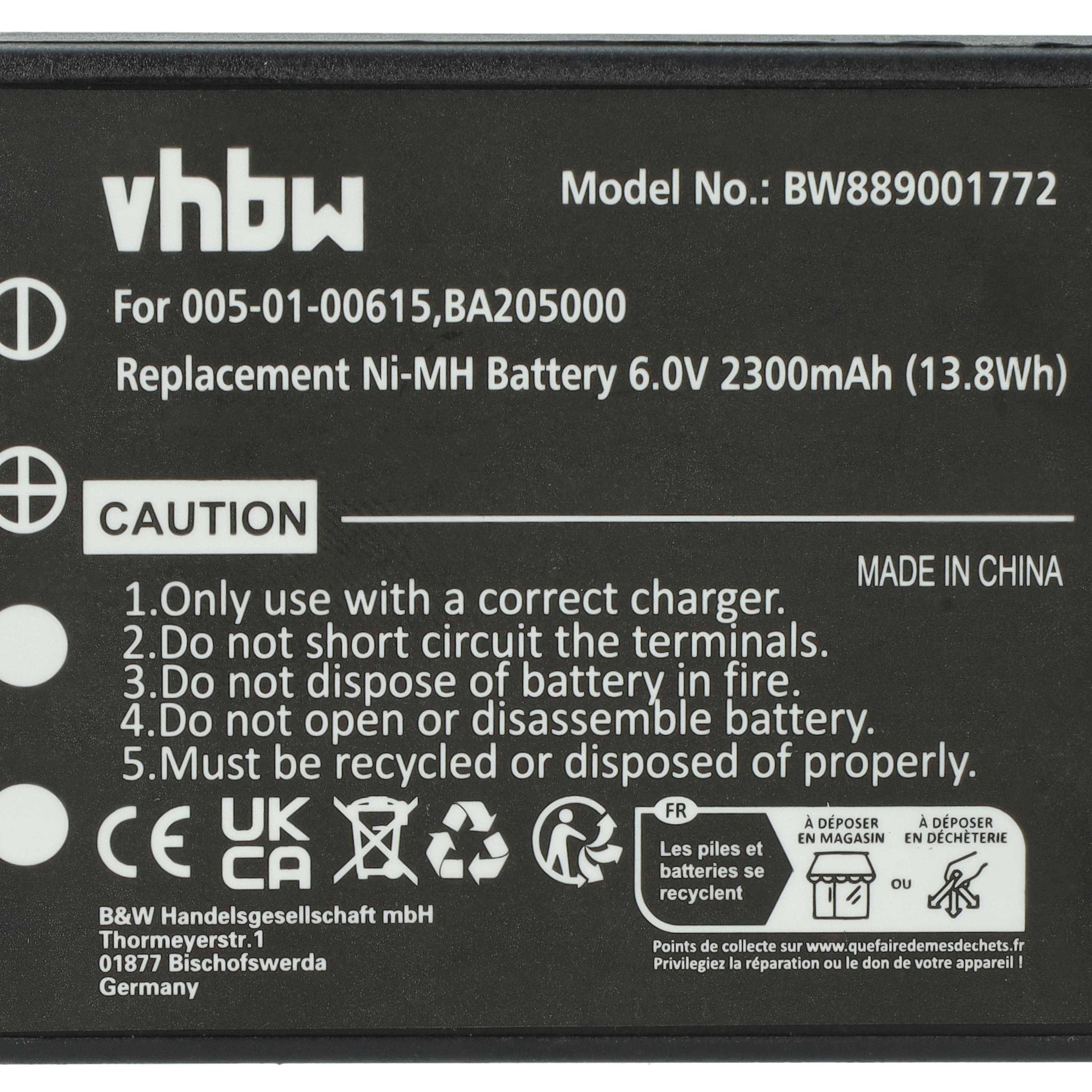 vhbw Akku Ersatz für HBC PM237745002 | BA209062, BA225031 für Industrie-Funkfernsteuerung Fernbedienung (2300 mAh, 6 V-3