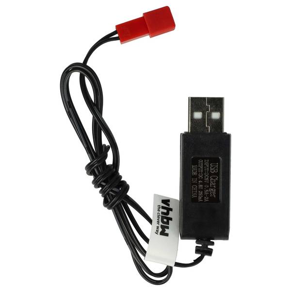 vhbw USB-Ladekabel für RC-Akkus mit JST-Anschluss | RC-Modellbau Akkupacks - 60 cm 4,8 V
