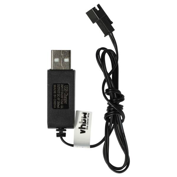 vhbw USB-Ladekabel für RC-Akkus mit SM-2P-Anschluss | RC-Modellbau Akkupacks - 60 cm 6 V