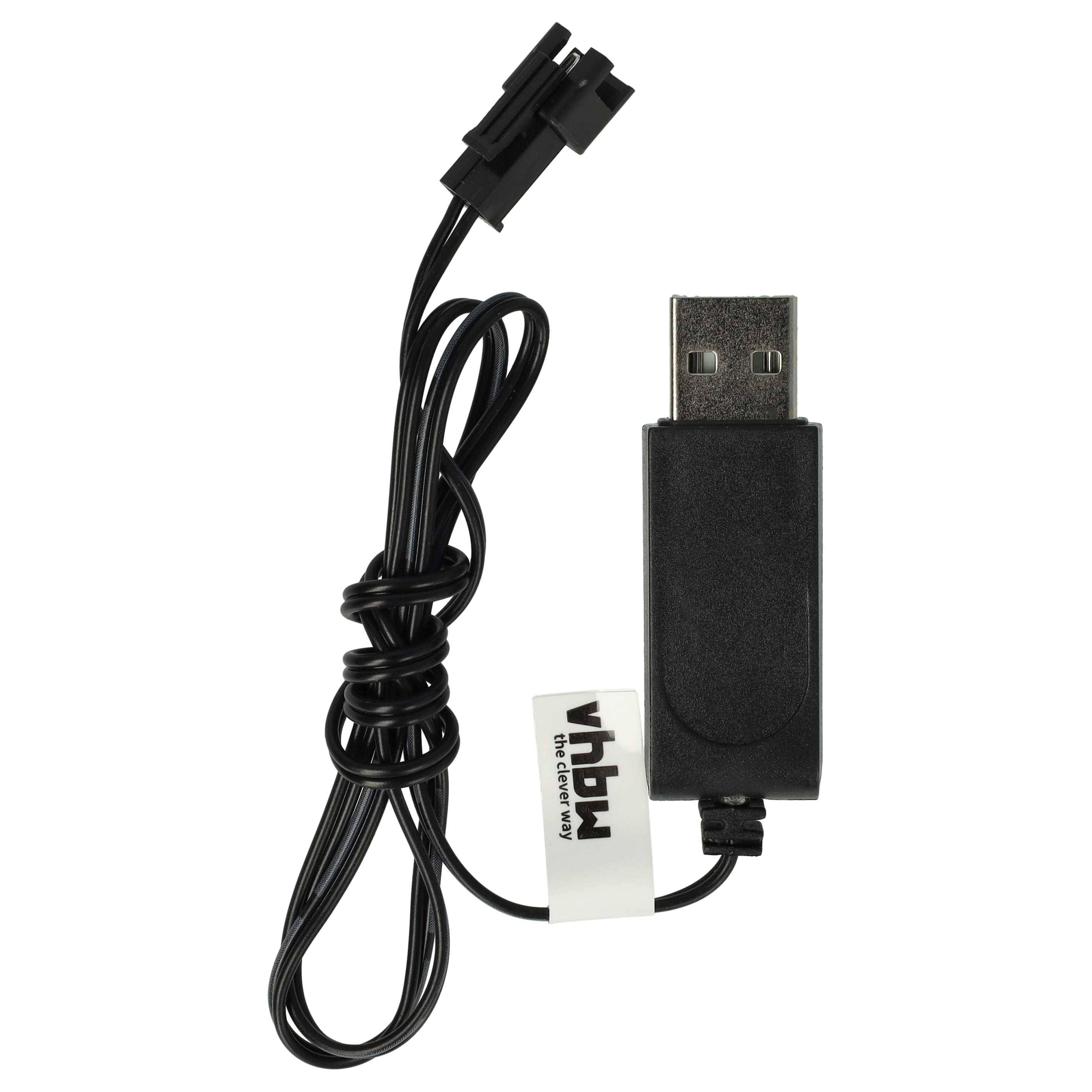vhbw USB-Ladekabel für RC-Akkus mit SM-2P-Anschluss | RC-Modellbau Akkupacks - 60 cm 6 V-1