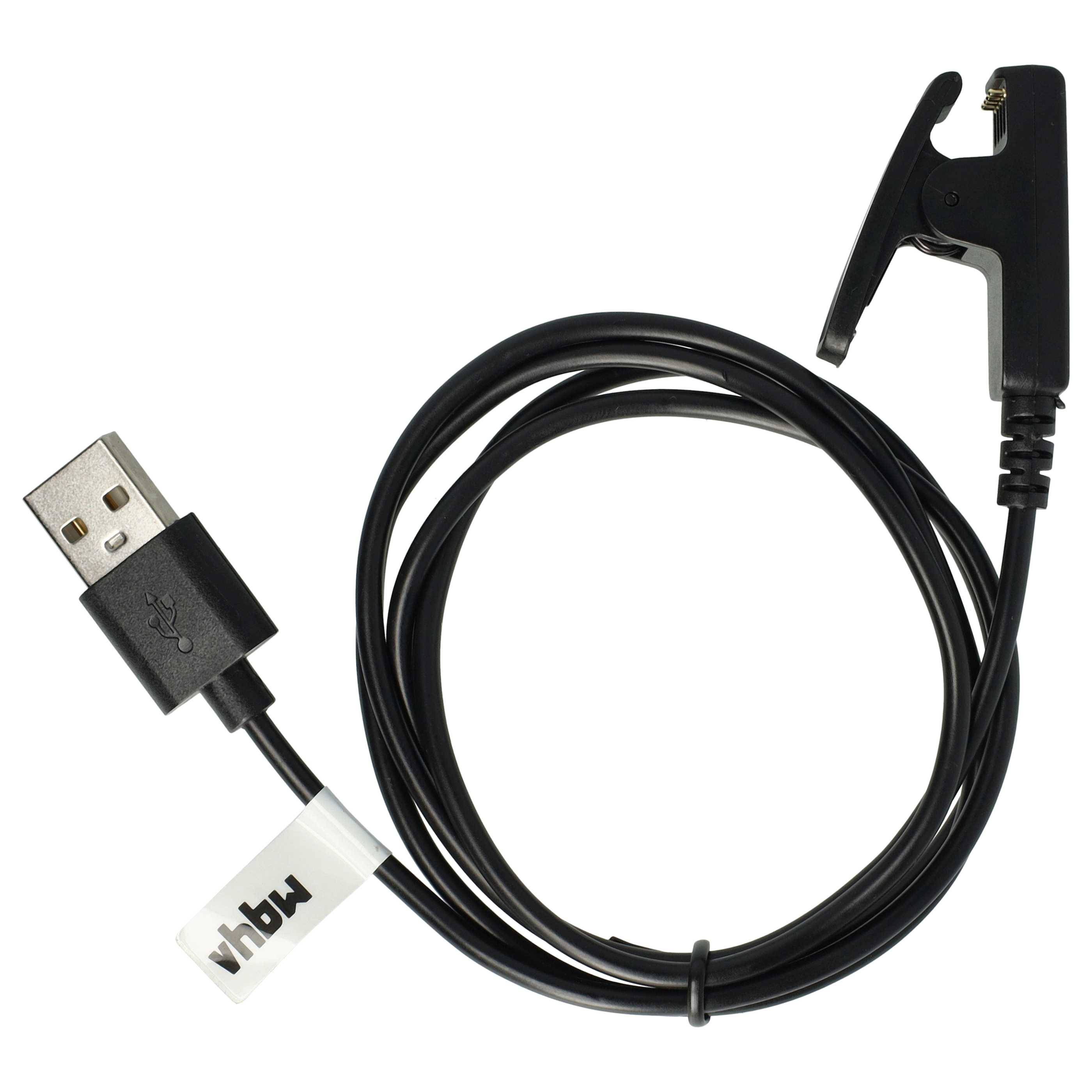 vhbw USB Ladekabel Ersatz für Garmin 010-11029-19 für Smartwatch Fitnesstracker - Ladestation Schwarz, 100 cm-0