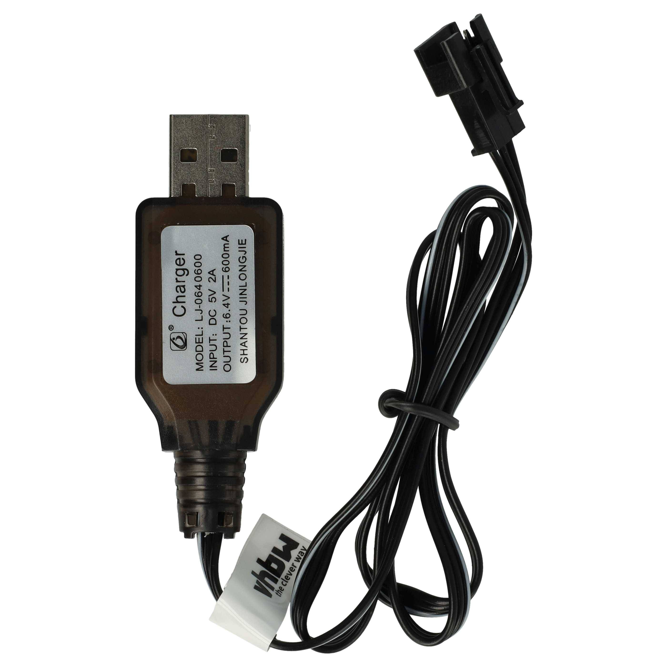 vhbw USB-Ladekabel für RC-Akkus mit SM-3P-Anschluss | RC-Modellbau Akkupacks - 60 cm 6,4 V-0