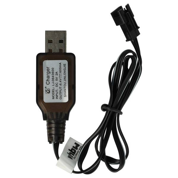 vhbw USB-Ladekabel für RC-Akkus mit SM-3P-Anschluss | RC-Modellbau Akkupacks - 60 cm 6,4 V