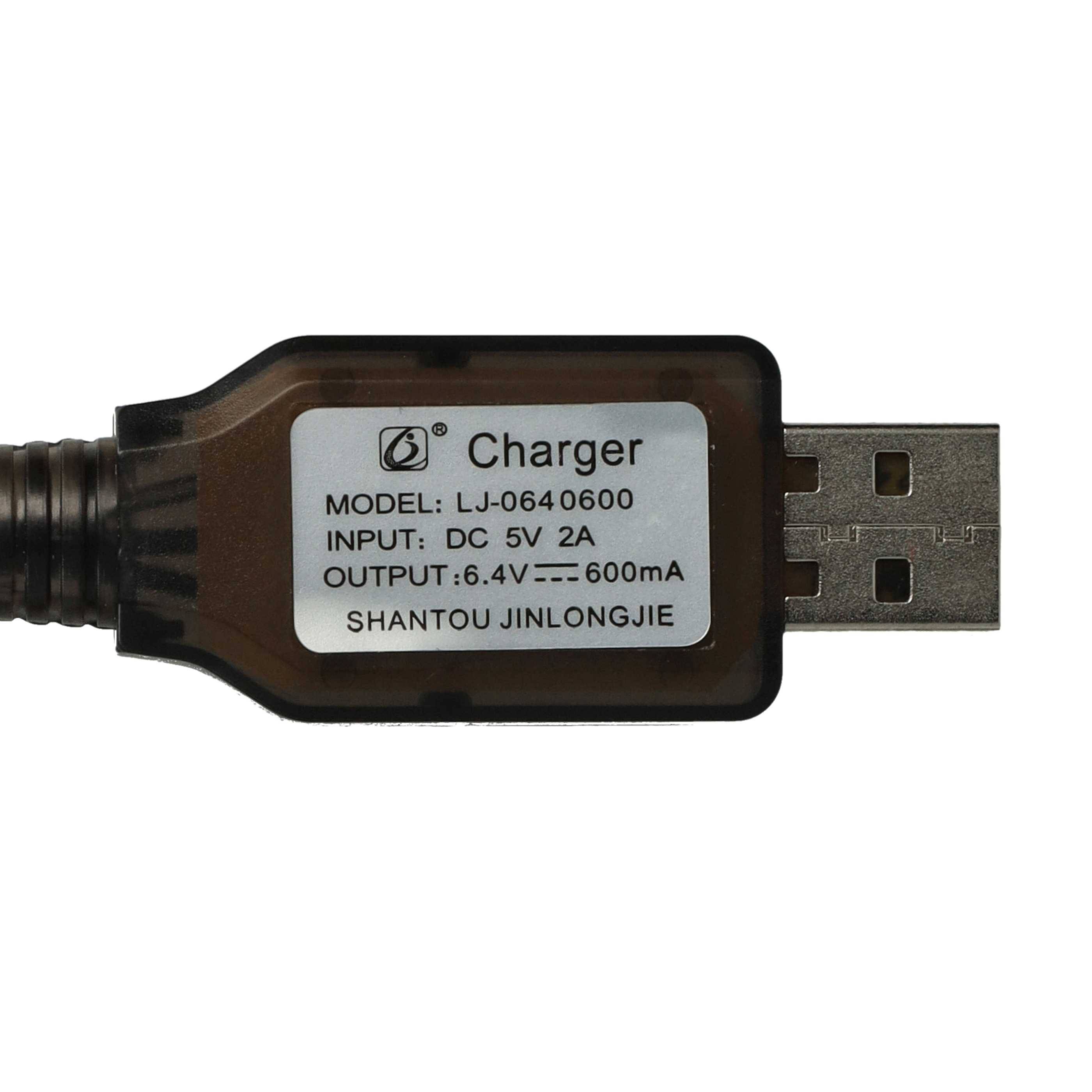 vhbw USB-Ladekabel für RC-Akkus mit SM-3P-Anschluss | RC-Modellbau Akkupacks - 60 cm 6,4 V-4