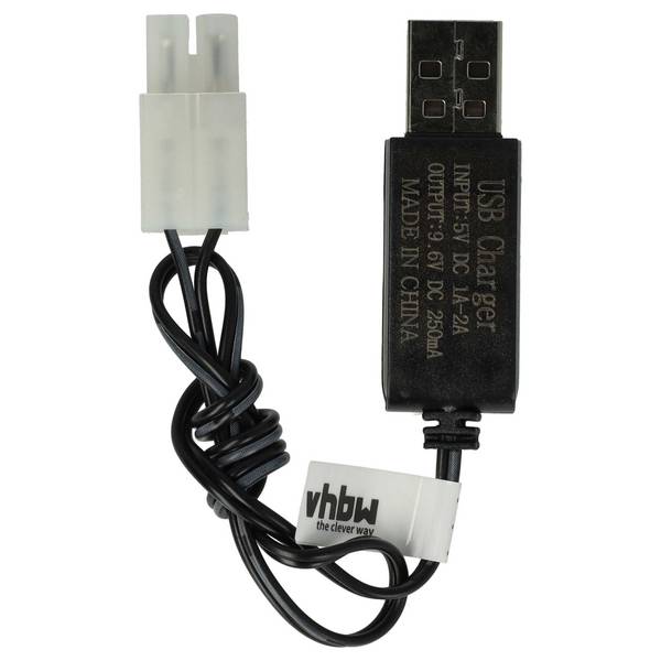 vhbw USB-Ladekabel für RC-Akkus mit Tamiya-Anschluss | RC-Modellbau Akkupacks - 60 cm 9,6 V