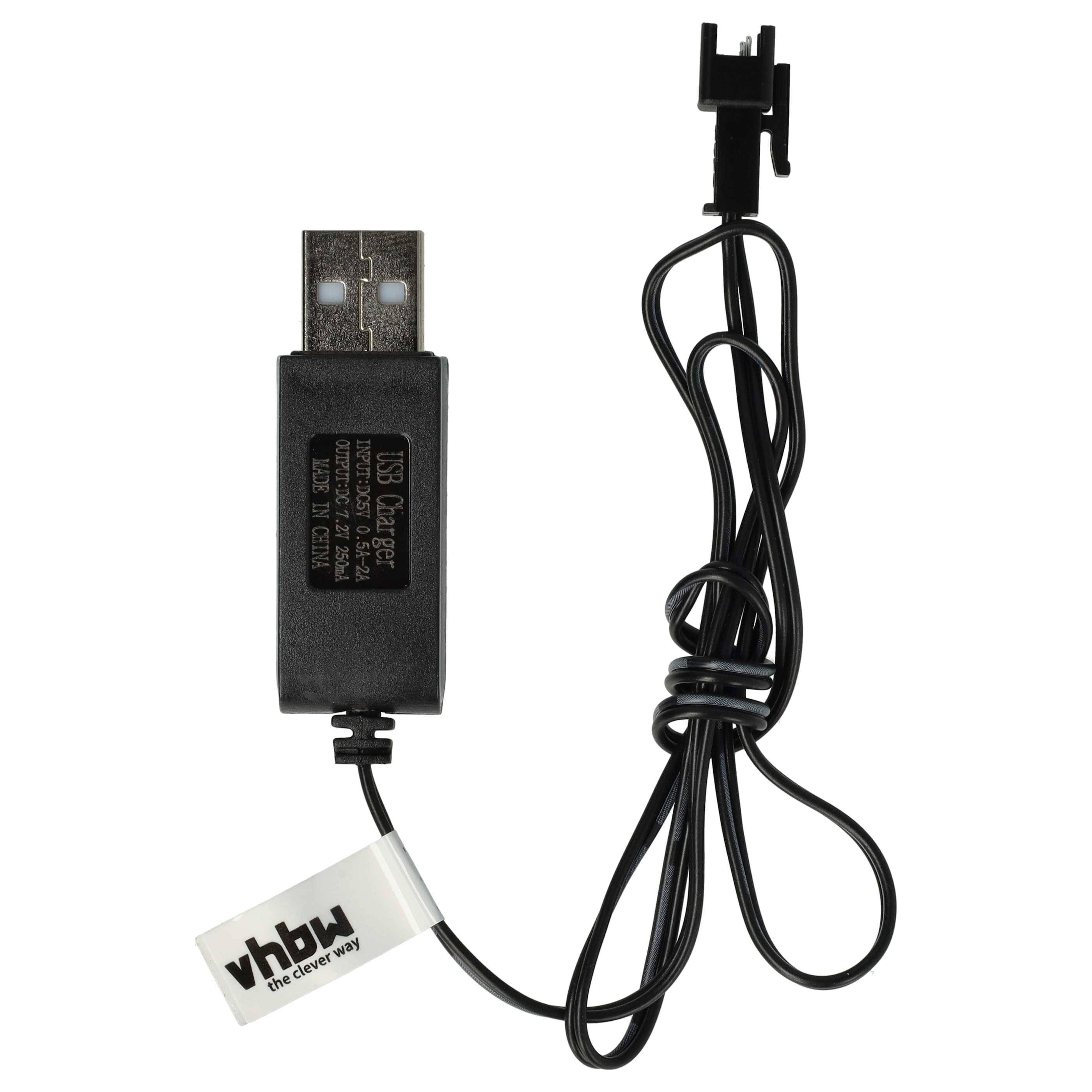 vhbw USB-Ladekabel für RC-Akkus mit SM-2P-Anschluss | RC-Modellbau Akkupacks - 60 cm 7,2 V-0