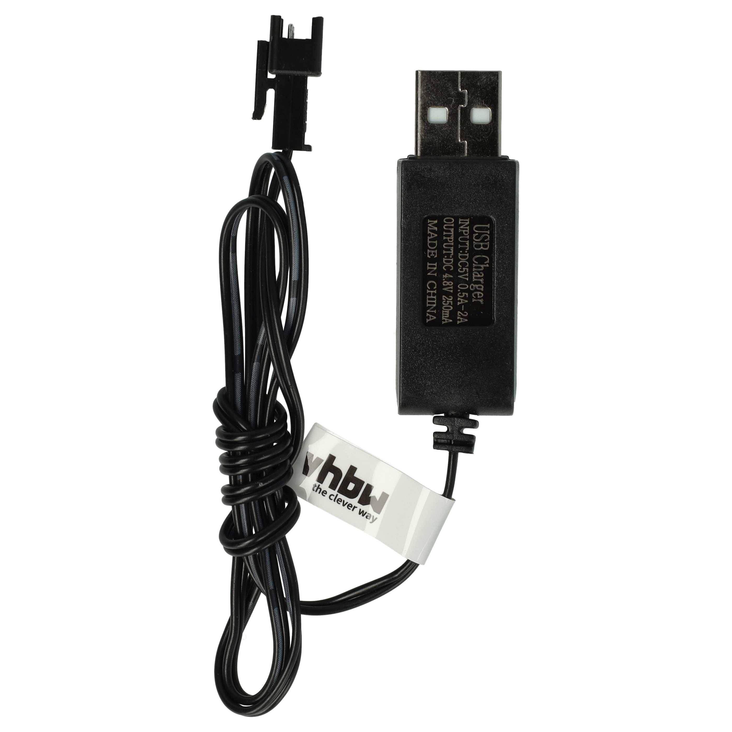 vhbw USB-Ladekabel für RC-Akkus mit SM-2P-Anschluss | RC-Modellbau Akkupacks - 60 cm 4,8 V-0