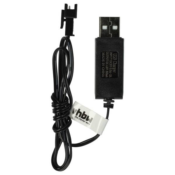 vhbw USB-Ladekabel für RC-Akkus mit SM-2P-Anschluss | RC-Modellbau Akkupacks - 60 cm 4,8 V