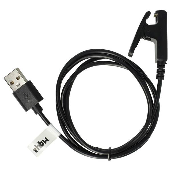 vhbw USB Ladekabel kompatibel mit Garmin Approach S20 | G10 Smartwatch Fitnesstracker - Ladestation Schwarz, 100 cm