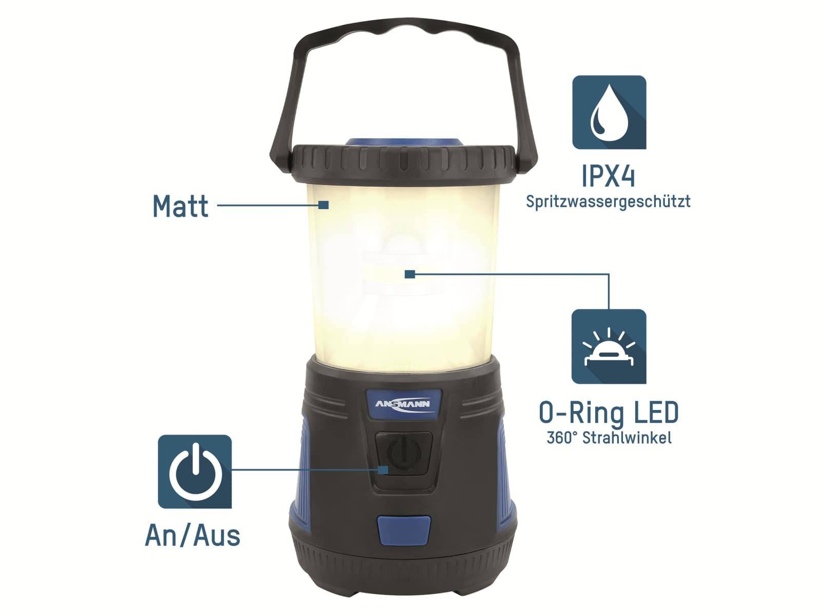 Symbolbild für Ansmann 1600-0287 CL600B LED Camping-Laterne 600 lm batteriebetrieben Schwarz