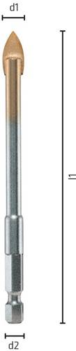 Alpen Profi Glas Hartmetall Glasbohrer 6,0 x 105 mm 1/4"-5