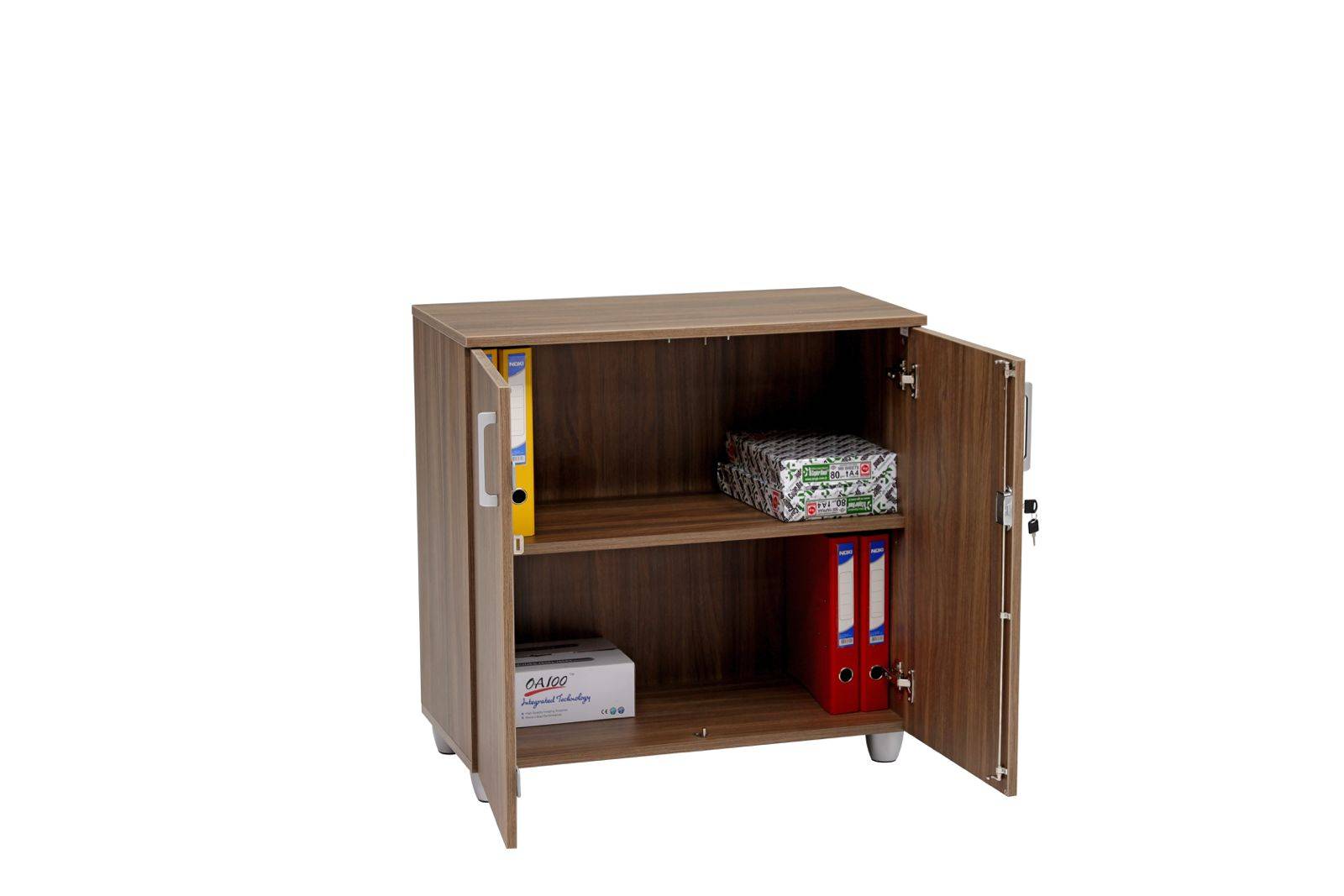 Aktenschrank, 80 cm x 40 cm x 80 cm Nussbaum Dekor/Anthrazit-3