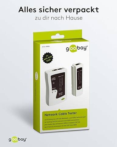 Goobay 68856 Netzwerktester LAN Tester / Leitungstester RJ45 - RJ11 - RJ12 - ISDN - CAT5 - CAT6 / Netzwerk Kabeltester-5