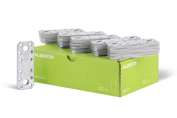 Alberts 50x Flachverbinder Lochplatten Holzverbinder Nagelplatte 96 x 35 mm
